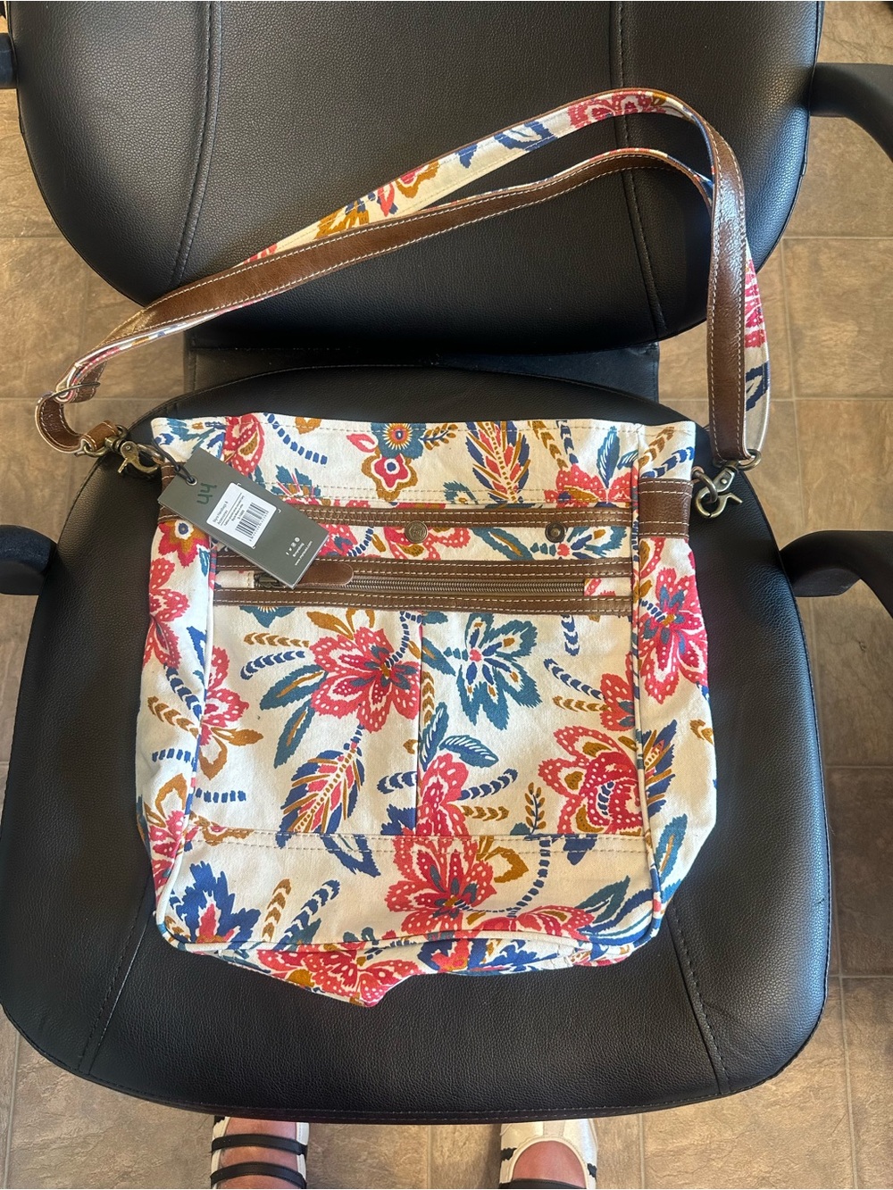 Myra Bag Floral Canvas Crossbody in Cream, Red, Blue, Brown